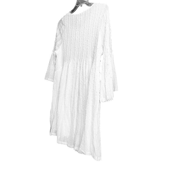 PAISLEY VINE BELL SLV RND NECK MIDI WAIST DRESS, WOMEN, M-WHITE/IVORY, LACE TRIM - Picture 6 of 12